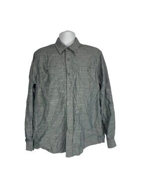 Wrangler Mens Large Blue Button-Up Long Sleeve Vintage Wash Cotton Shirt